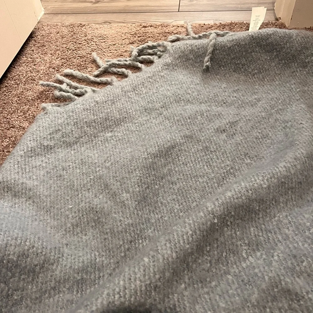 Pottery Barn Light Gray Knit Throw Blanket